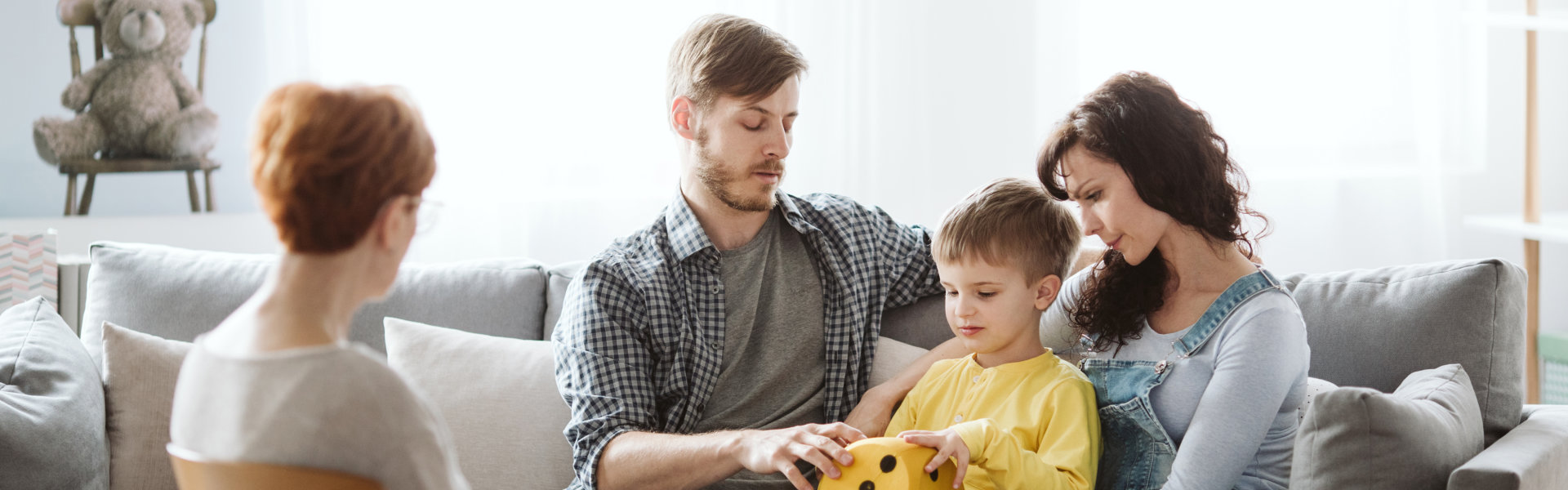 family talking to a consultant